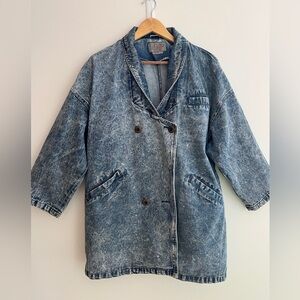 KARIZMA Vintage Acid Wash Denim Jacket Oversize Mid-Length 80’s Made Korea Retro
